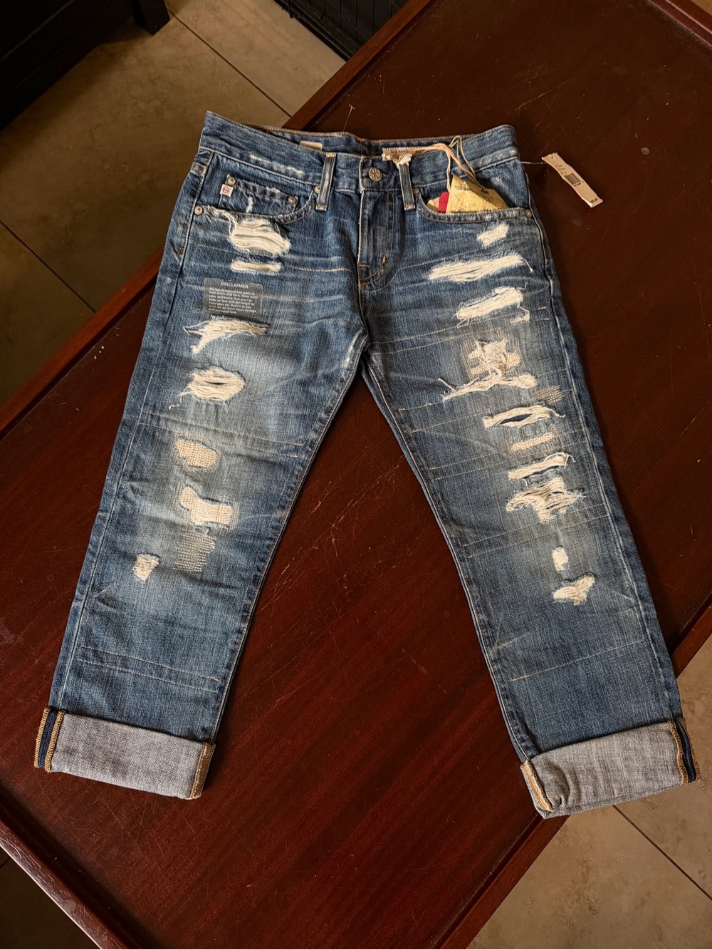NWT AG Distressed Womens Boyfriend Crop Jeans